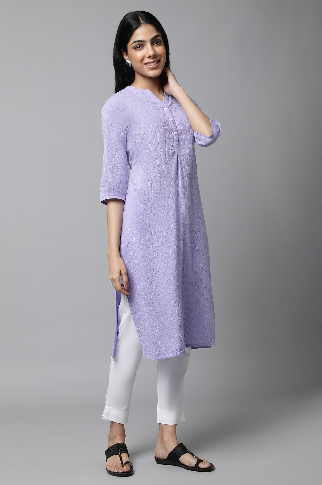 Purple Sheer Sucker Summer Basic kurta