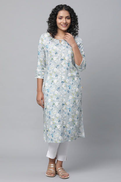 Grey Floral Printed Casual kurta