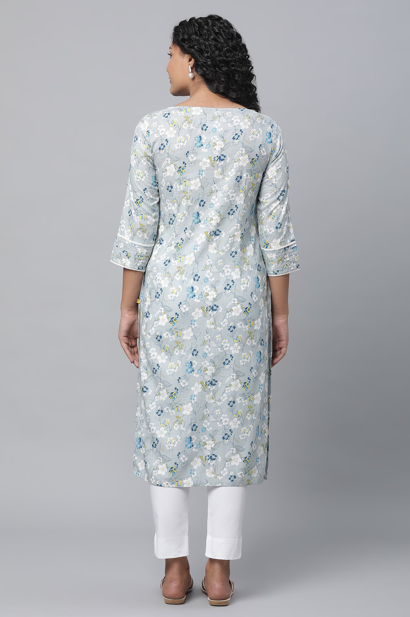 Grey Floral Printed Casual kurta