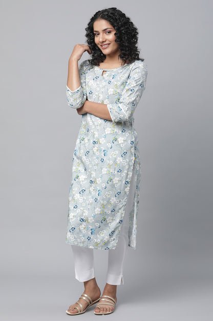 Grey Floral Printed Casual kurta