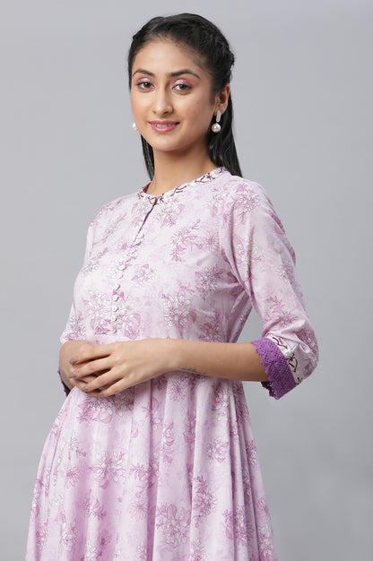 Purple Asymmetrical Floral Summerkurta