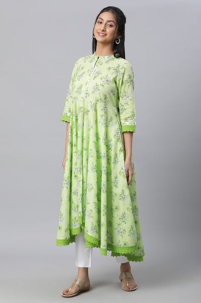 Purple Asymmetrical Floral Summerkurta