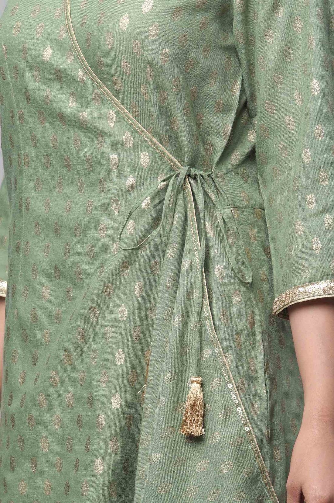 Green Mock-Layer Festive Jumpsuit