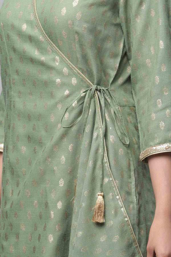 Green Mock-Layer Festive Jumpsuit