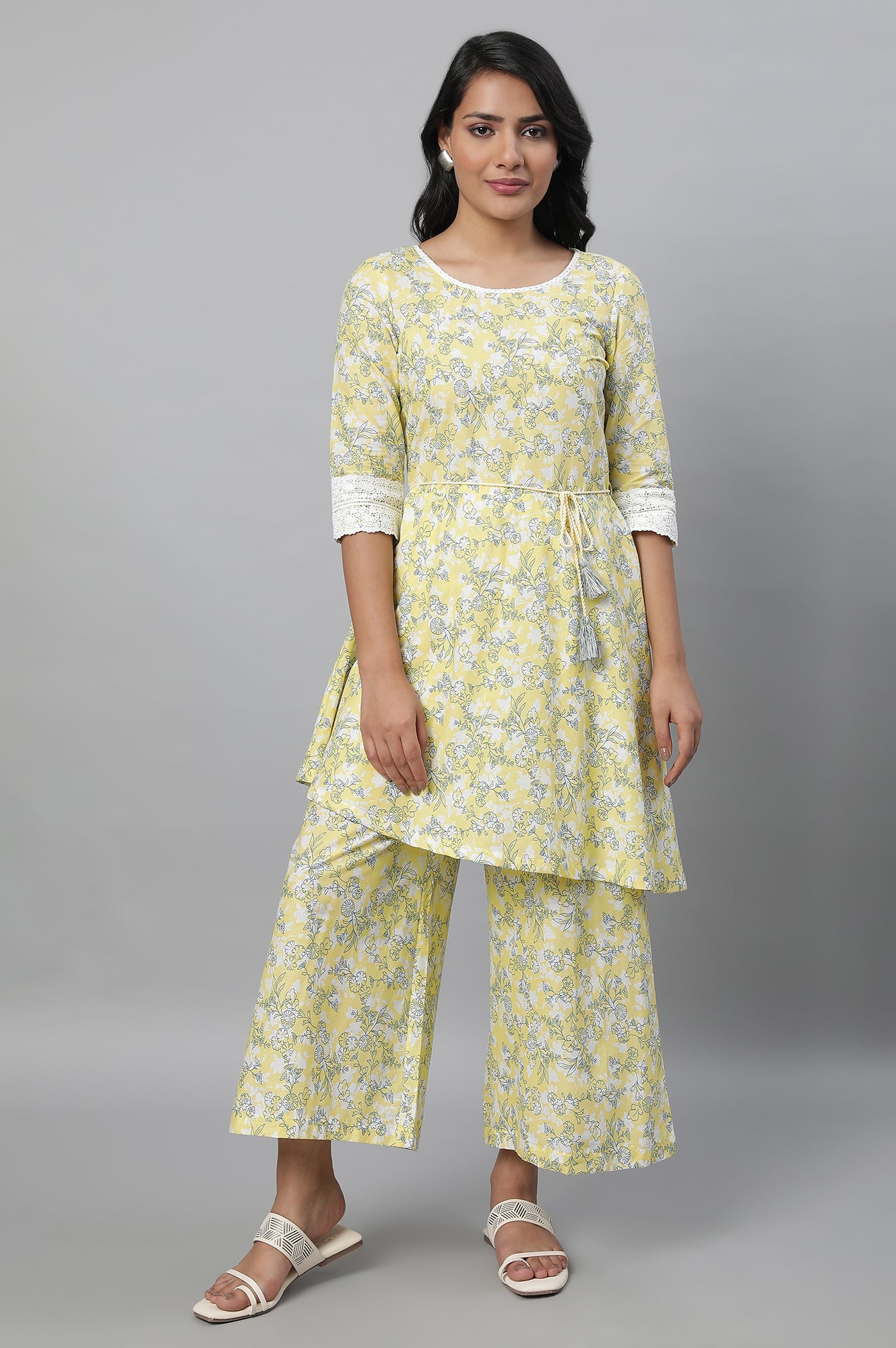 Yellow Floral Print Flared Jumpsuit