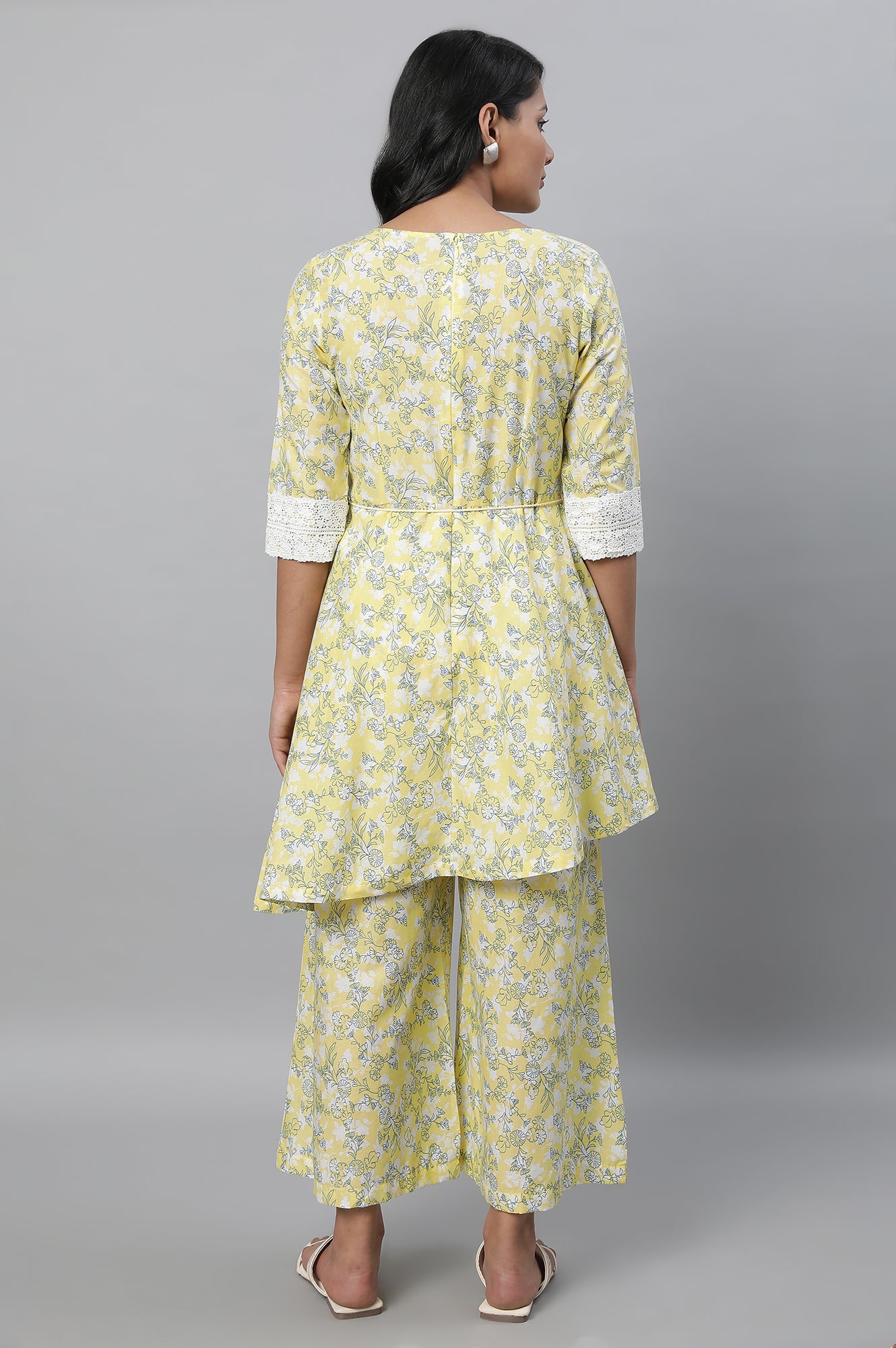 Yellow Floral Print Flared Jumpsuit