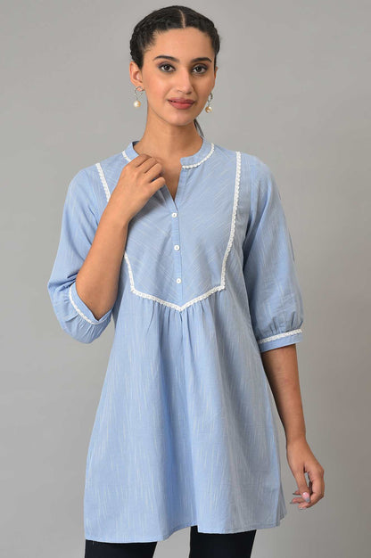 Blue Yarn-Dyed Summer kurta