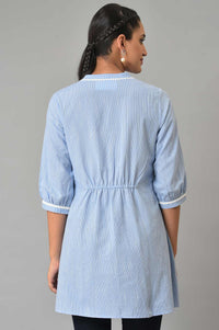 Blue Yarn-Dyed Summer kurta