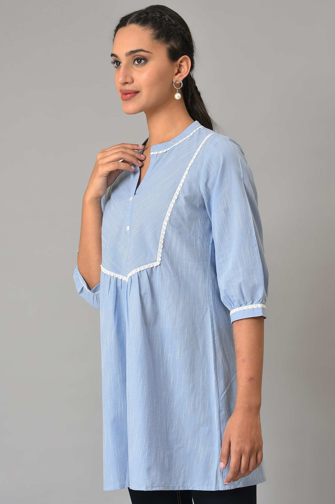 Blue Yarn-Dyed Summer kurta