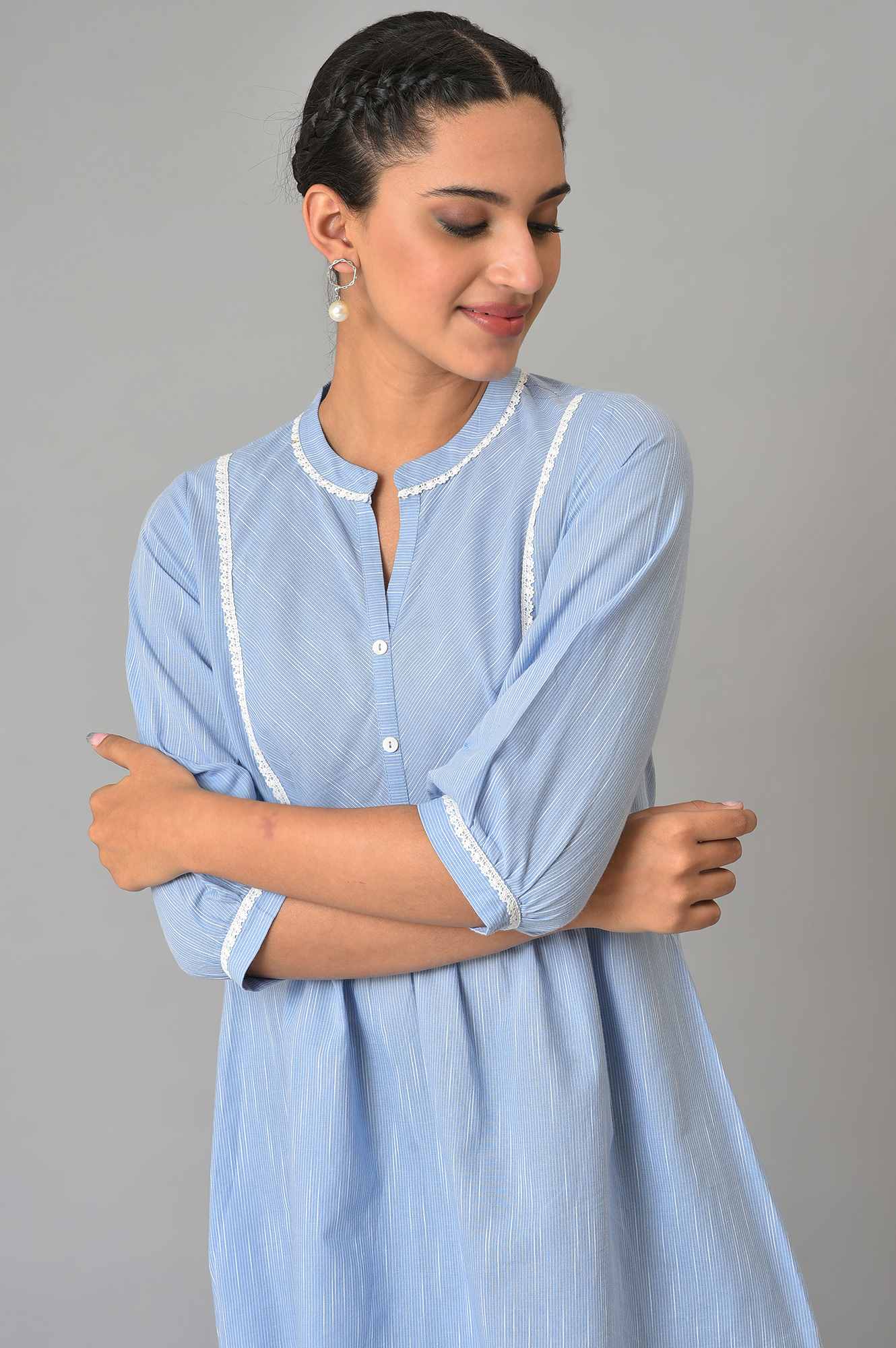 Blue Yarn-Dyed Summer kurta