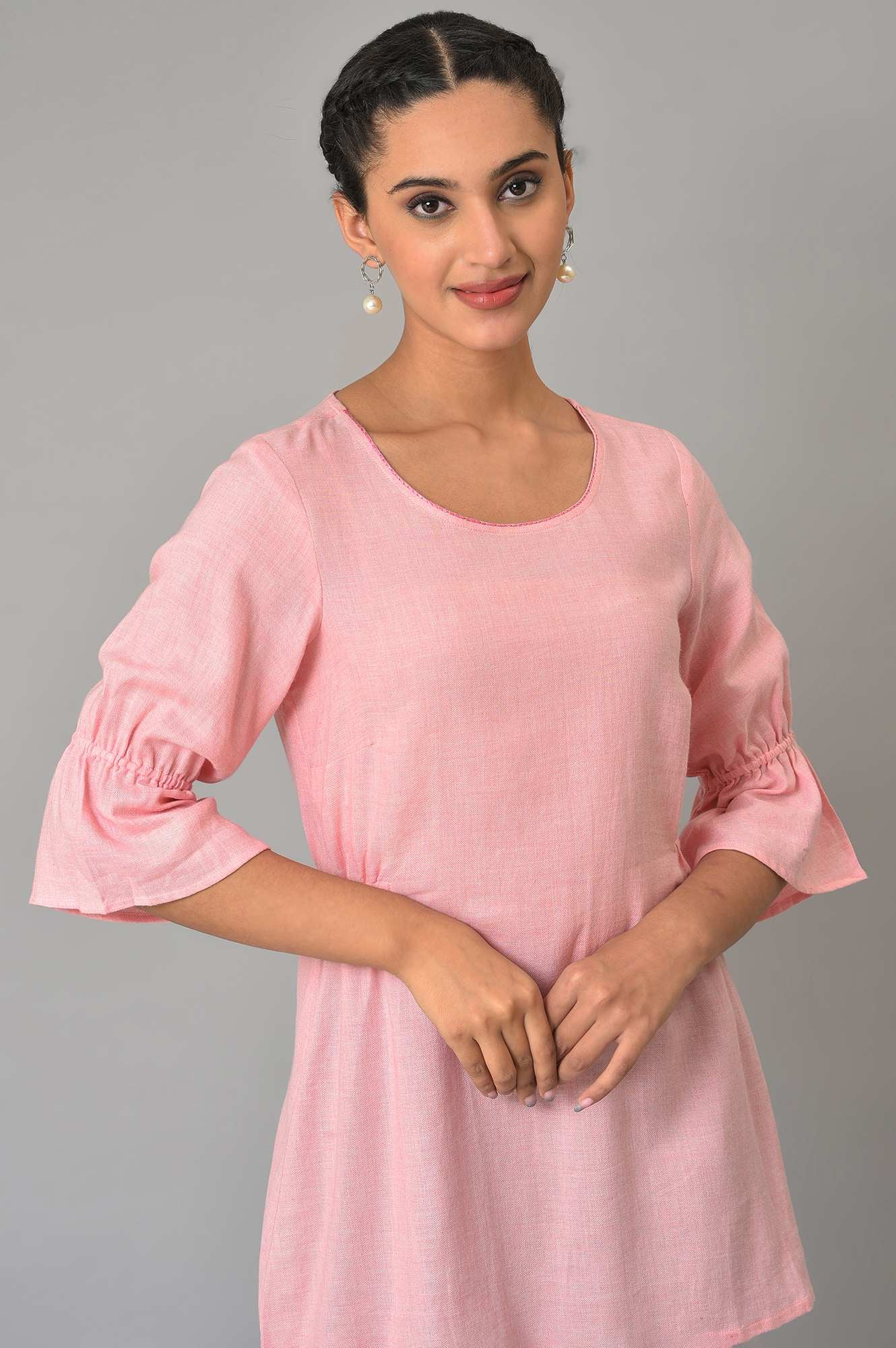 Pink Thread Embroidered Summer kurta