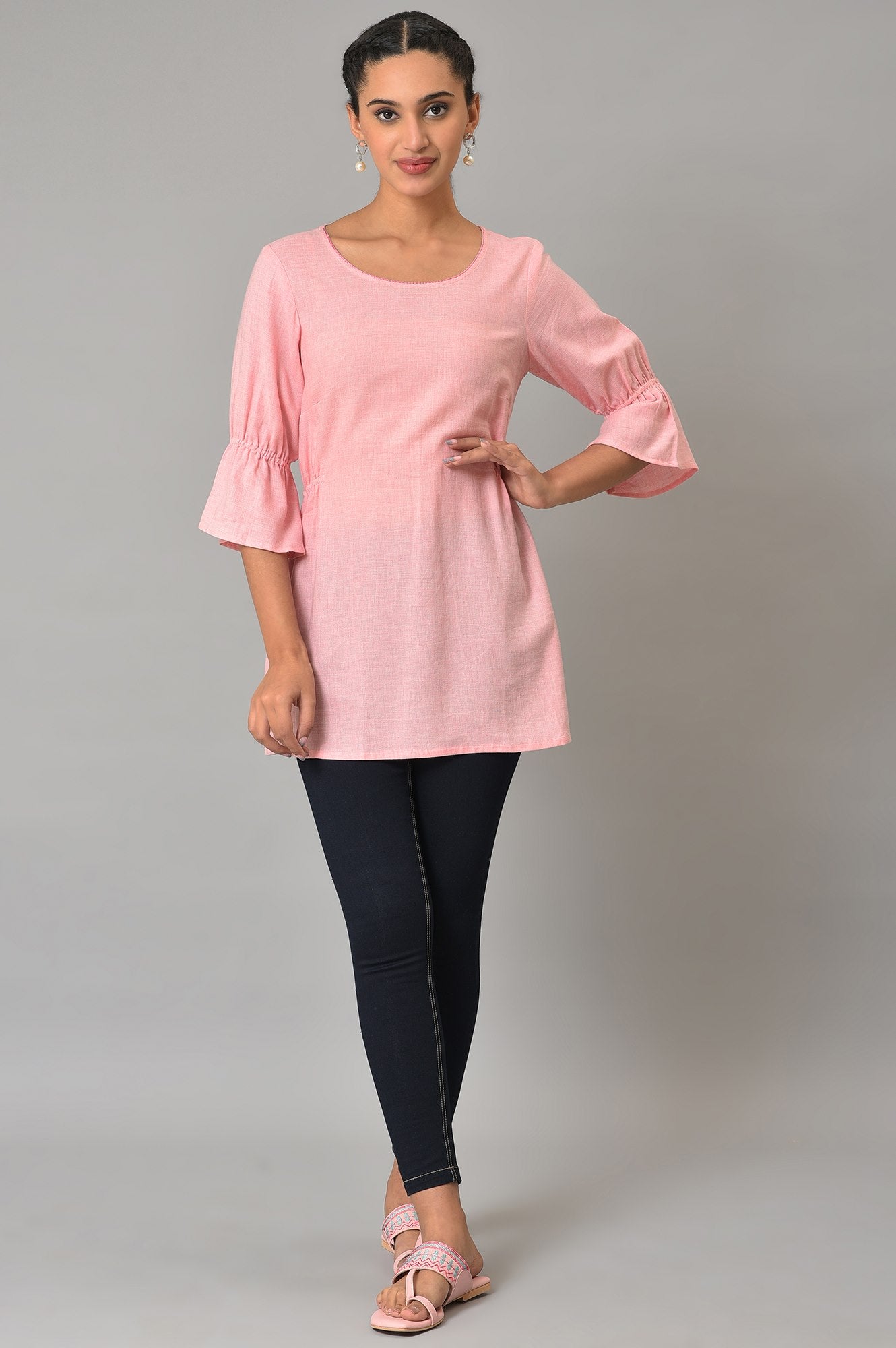 Pink Thread Embroidered Summer Plus Size kurta