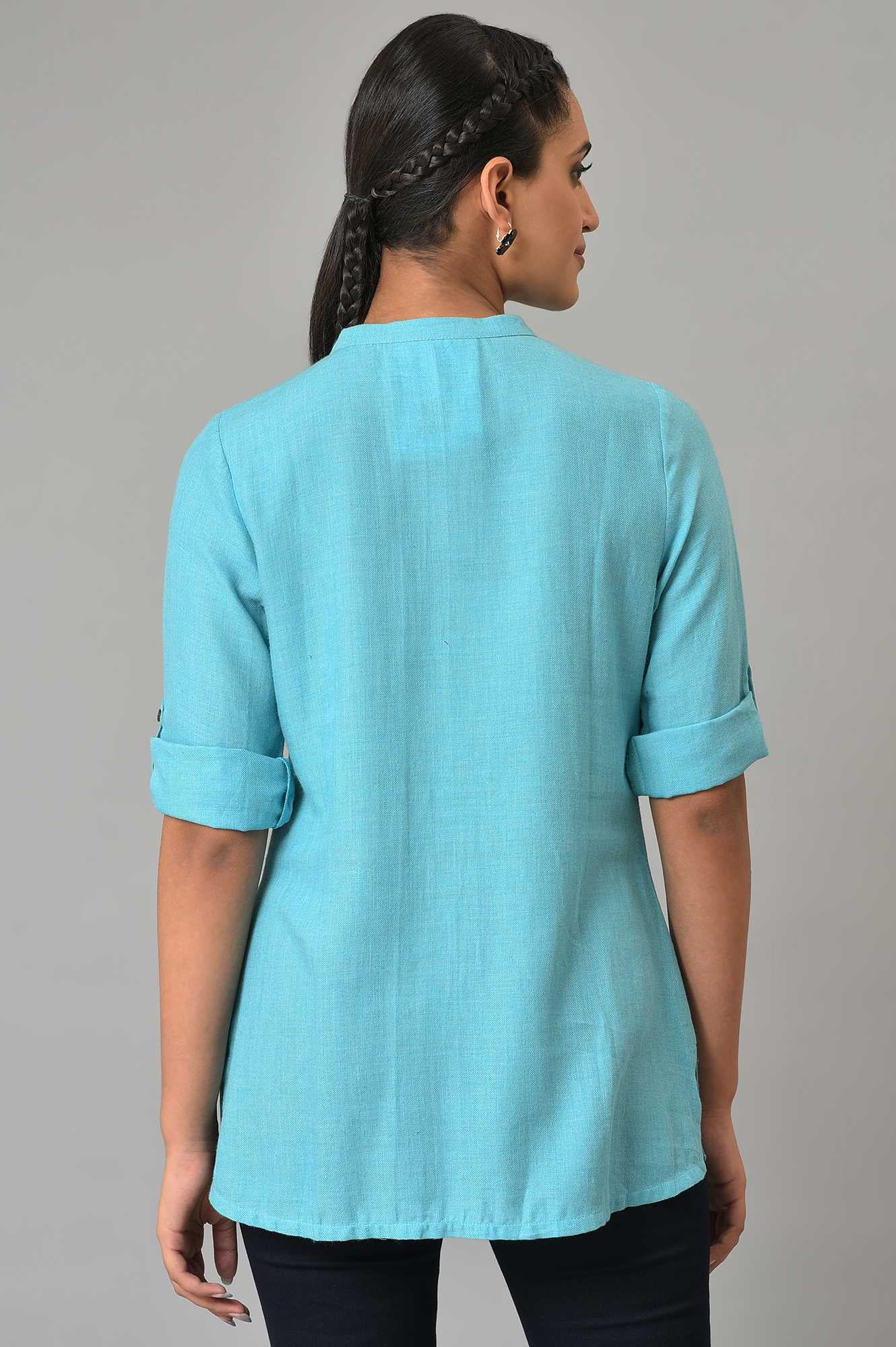 Blue Yarn-Dyed Summer kurta