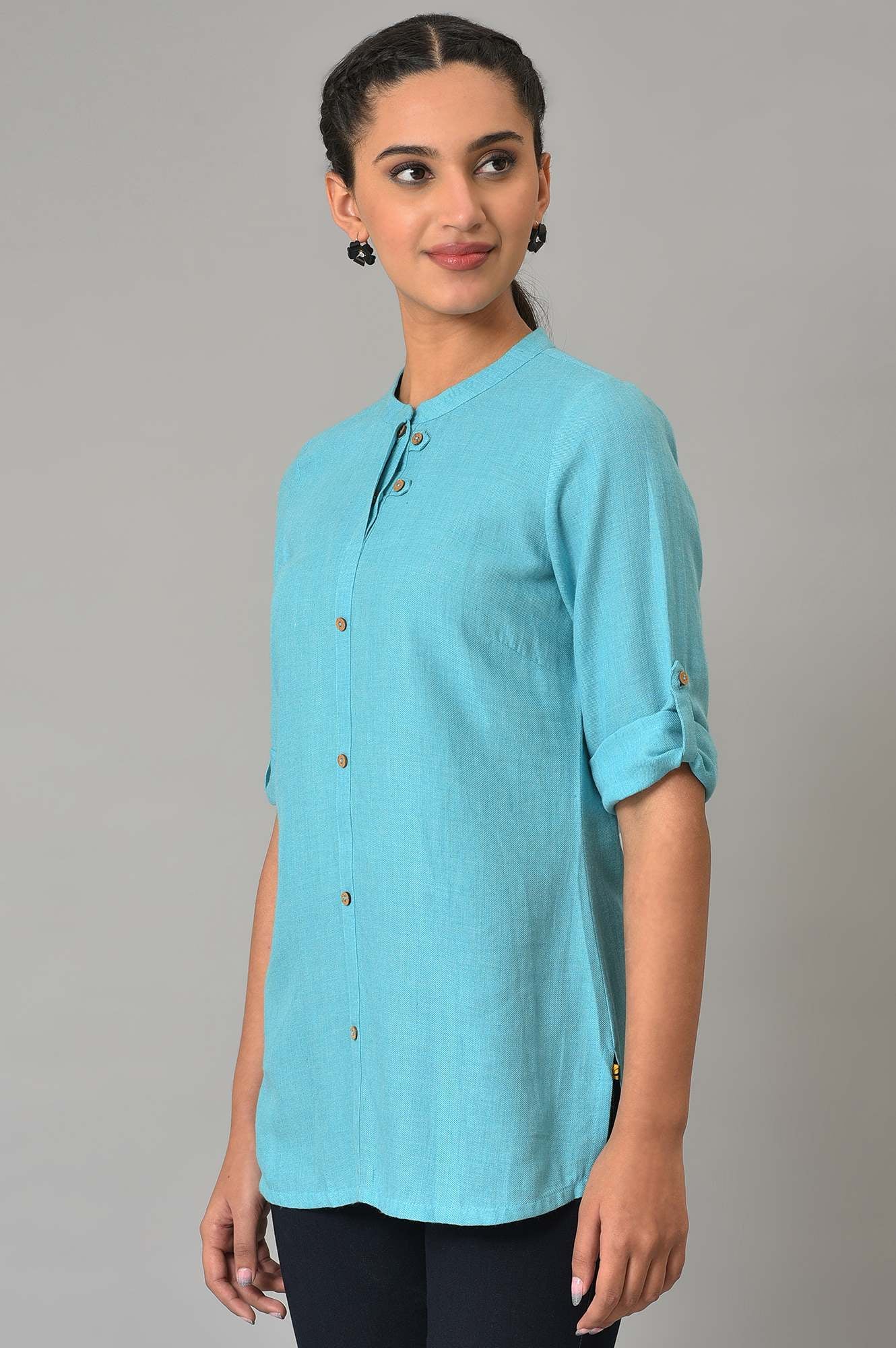 Blue Yarn-Dyed Summer kurta