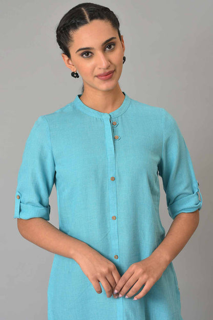 Blue Yarn-Dyed Summer kurta