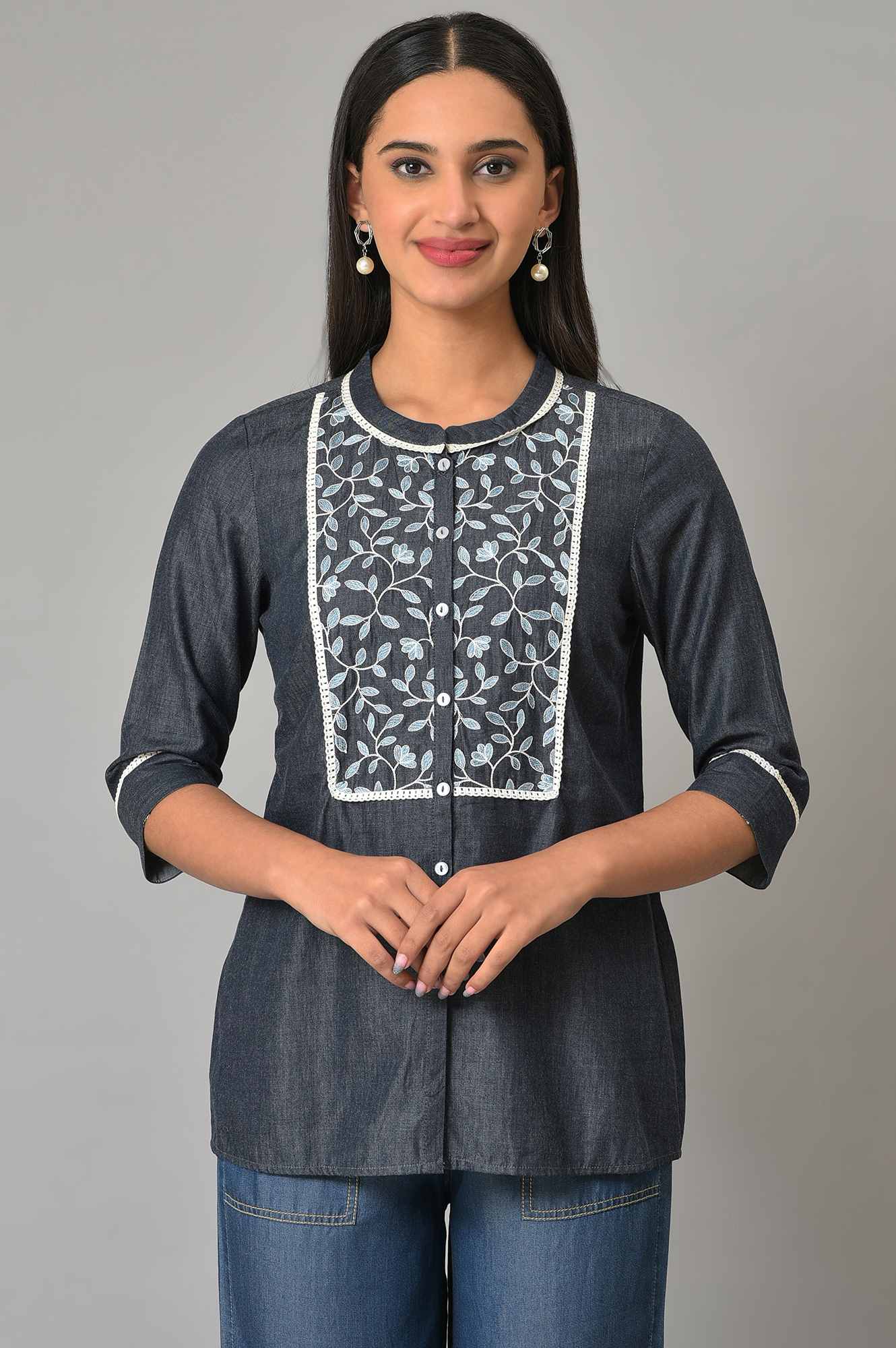 Blue Dori Embroidered kurta