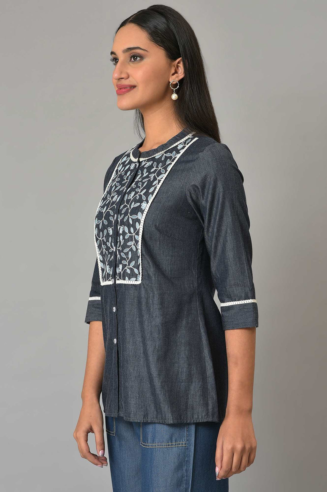 Blue Dori Embroidered Plus Size kurta