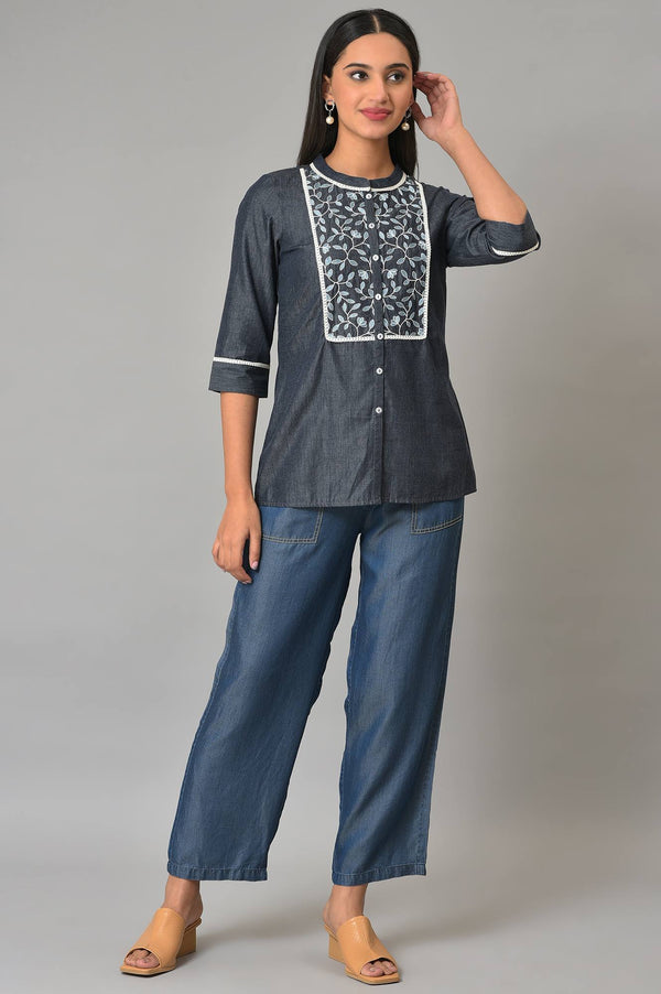 Blue Dori Embroidered Plus Size kurta
