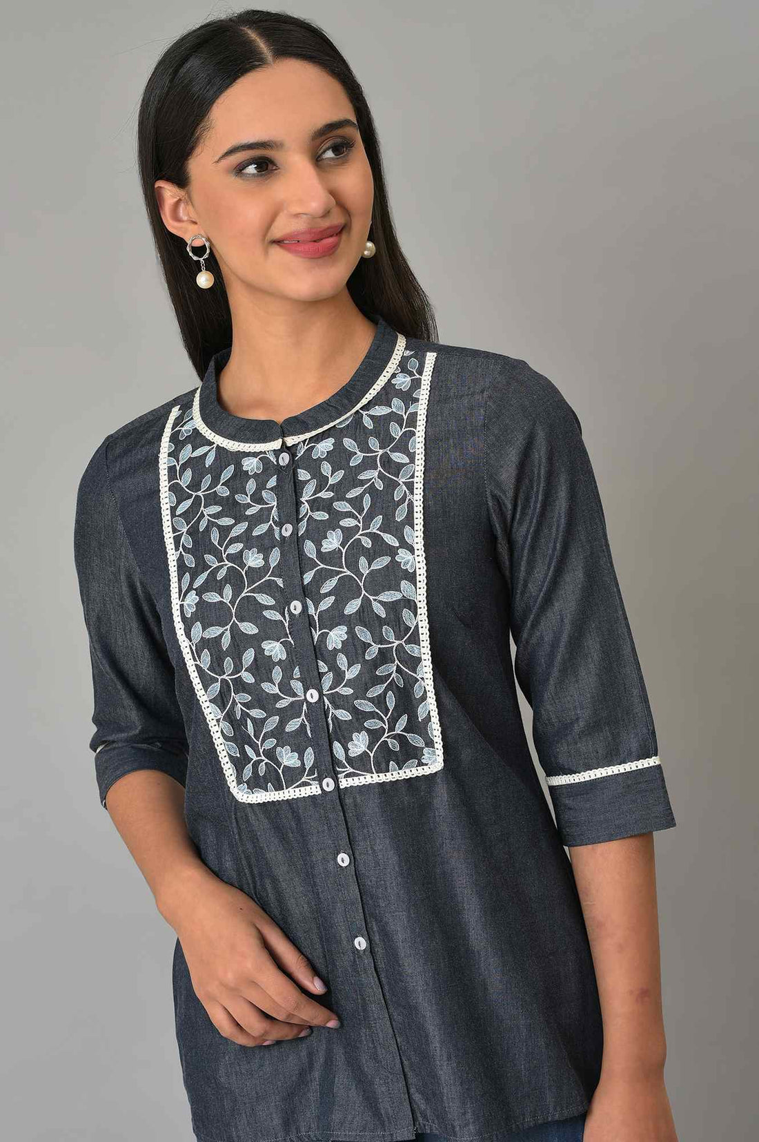 Blue Dori Embroidered Plus Size kurta