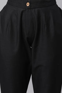 Black Dobby Fit And Flare kurta