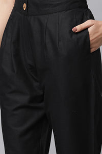 Black Dobby Fit And Flare kurta