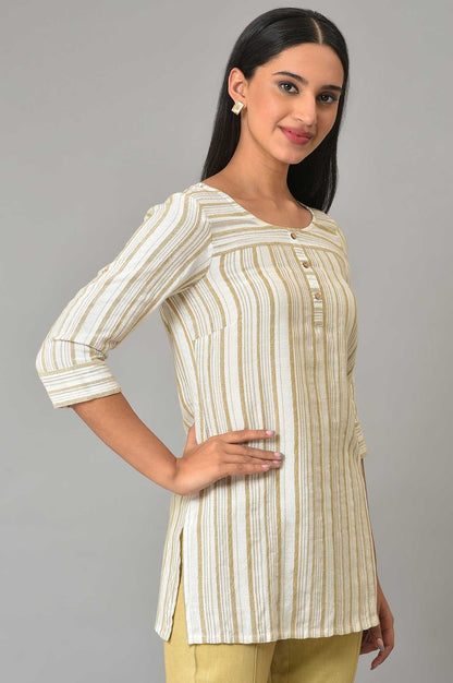 Beige Yarn-Dyed kurta