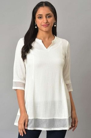 White Rayon Texutured Kurti