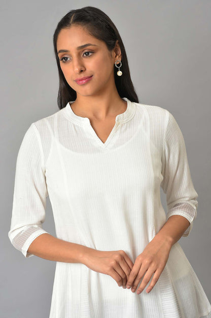 White Rayon Texutured kurta