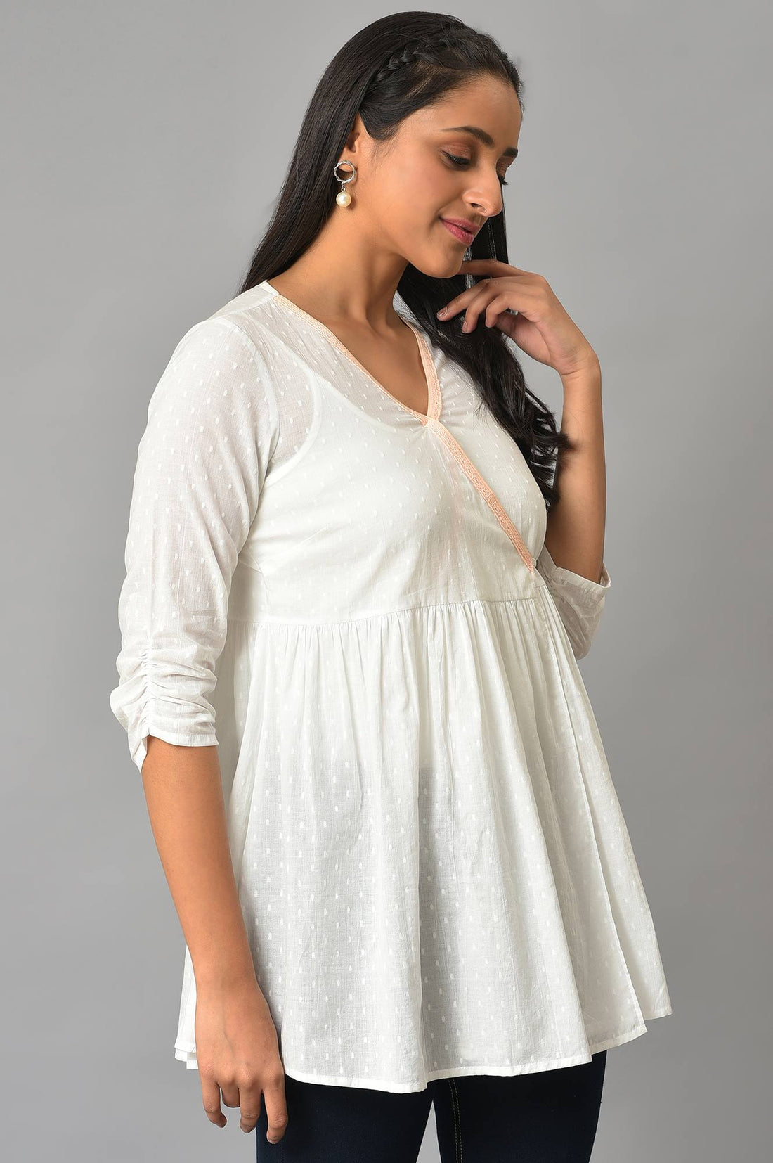 White Angarakha Gathered kurta