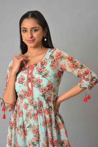 Green Floral Short Chiffon kurta
