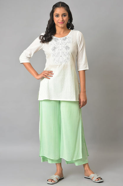 White Embroidered Lurex Dobby kurta