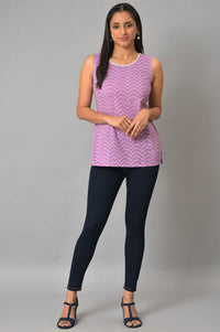Purple Geometric Printed Sleeveless kurta
