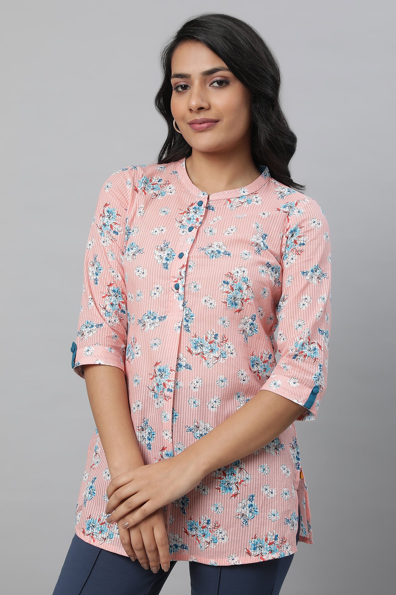 Peach Floral Print Summer kurta