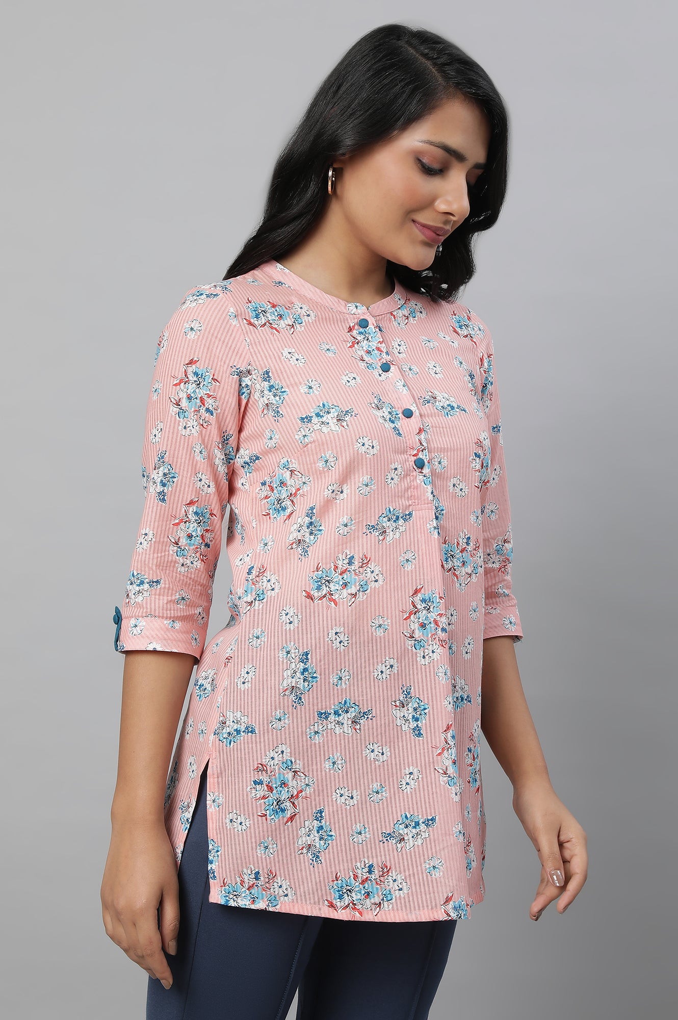 Peach Floral Print Summer kurta