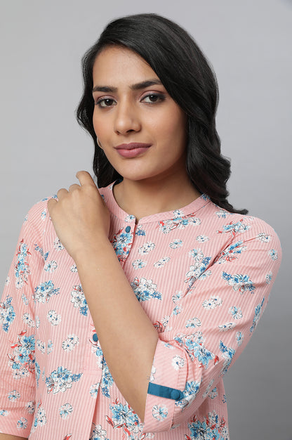 Peach Floral Print Summer kurta