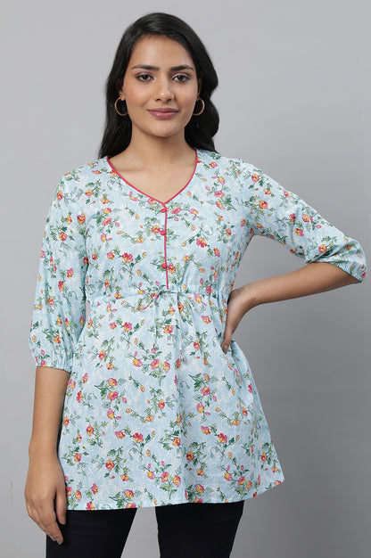 Blue Floral Print Summer kurta