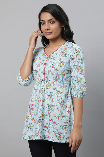 Blue Floral Print Summer kurta