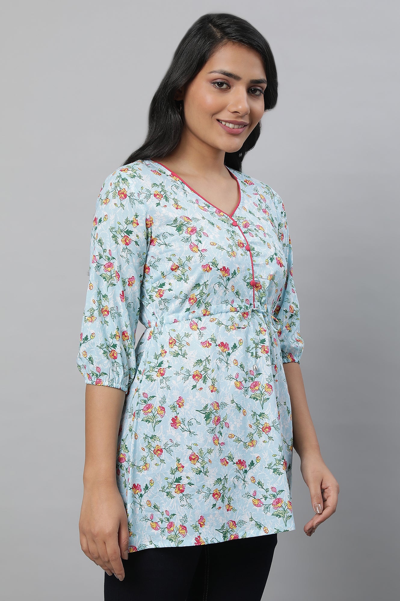 Blue Floral Print Summer kurta