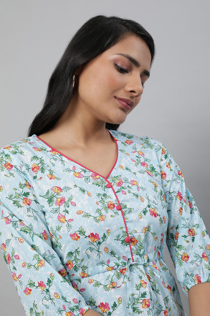 Blue Floral Print Summer kurta