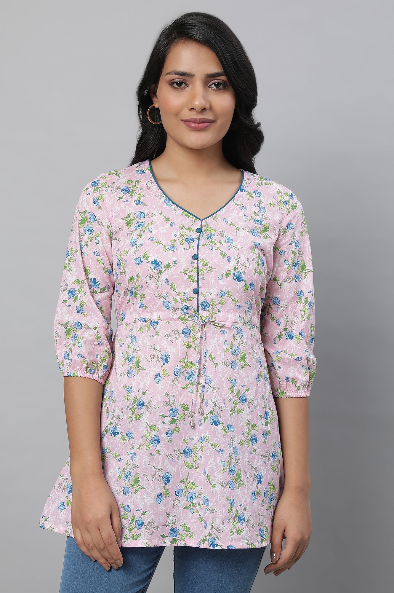 Pink Floral Print Summer kurta