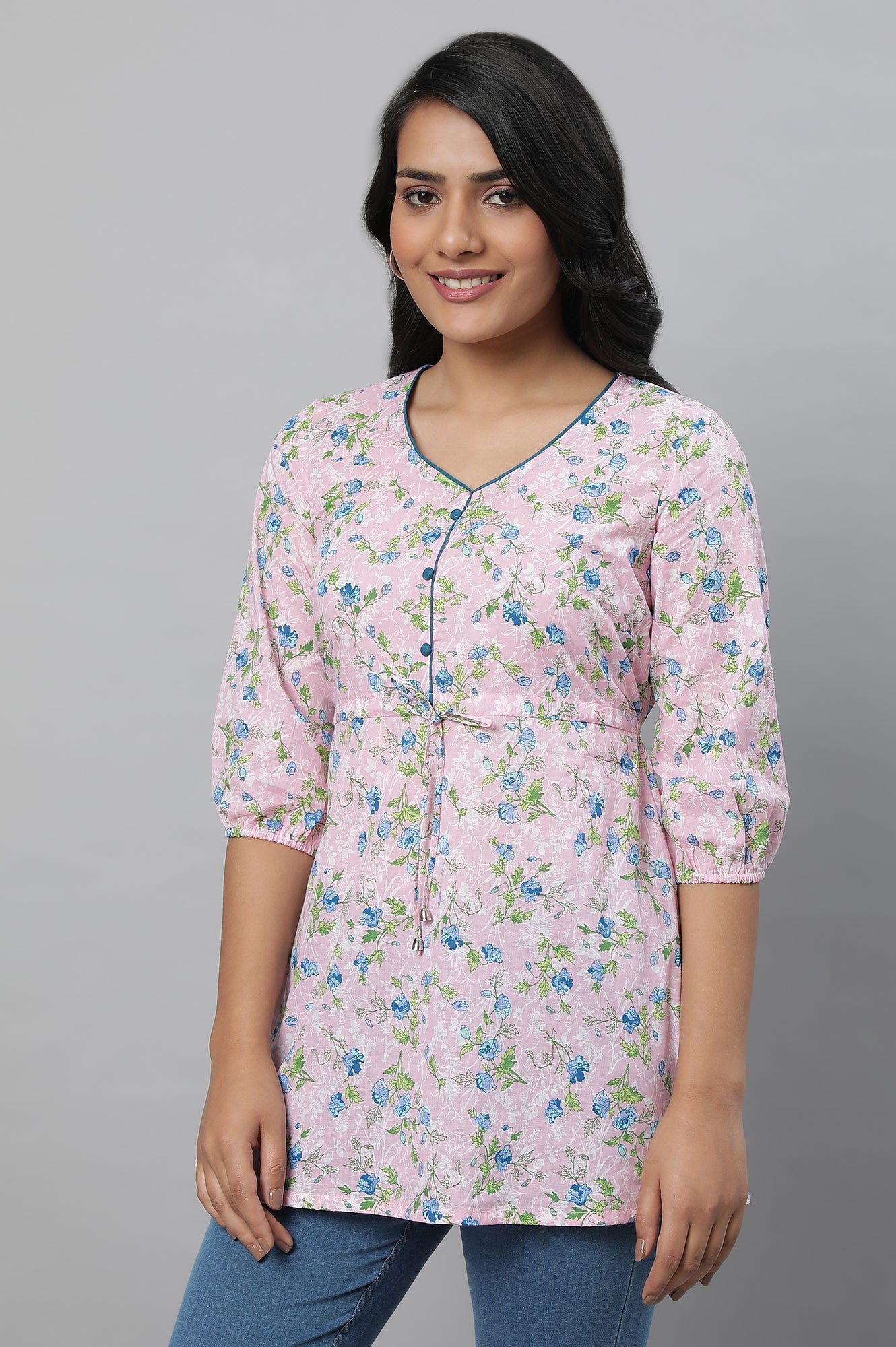 Pink Floral Print Summer kurta