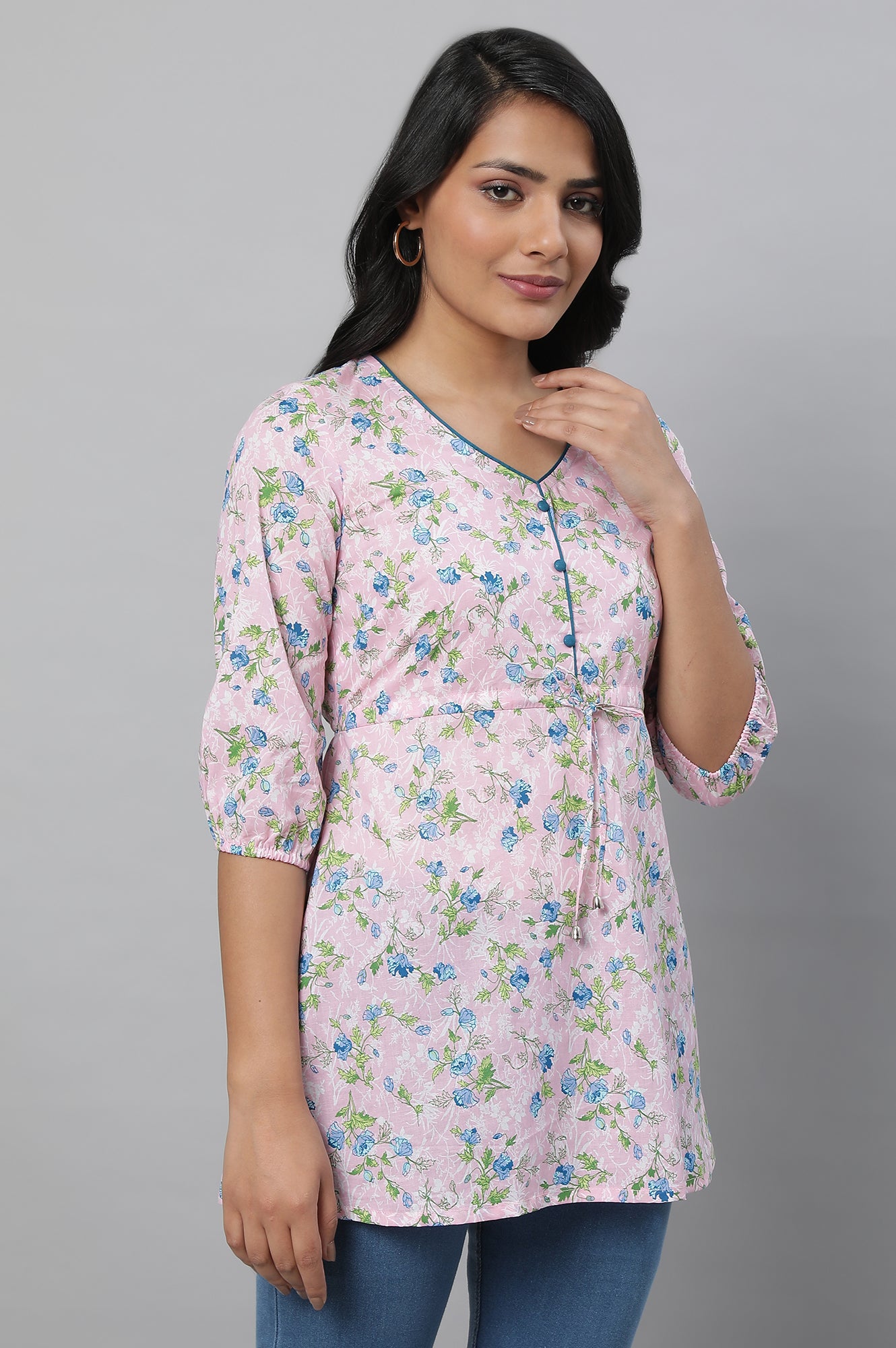 Pink Floral Print Summer kurta