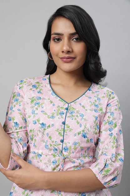 Pink Floral Print Summer kurta