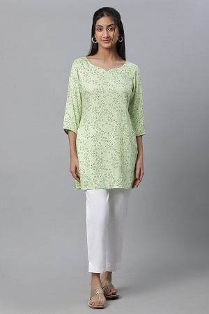 Green Floral Print Casual Summer kurta