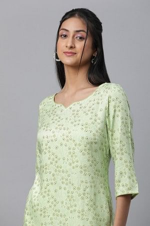 Green Floral Print Casual Summer kurta