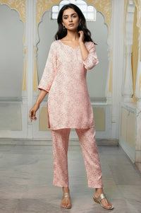 Pink Floral Print Casual Summer kurta