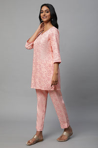 Pink Floral Print Casual Summer kurta