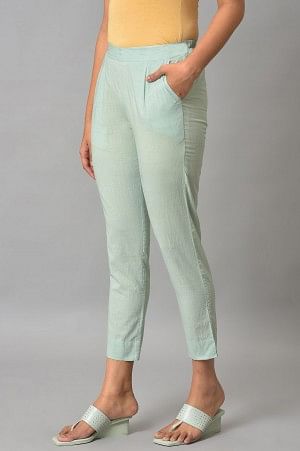 Blue Straight Fit Plus Size Trouser Pants