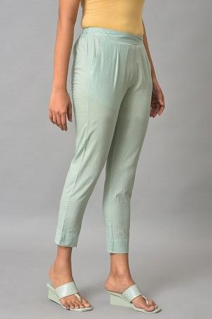 Blue Straight Fit Plus Size Trouser Pants