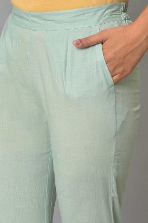 Blue Straight Fit Plus Size Trouser Pants